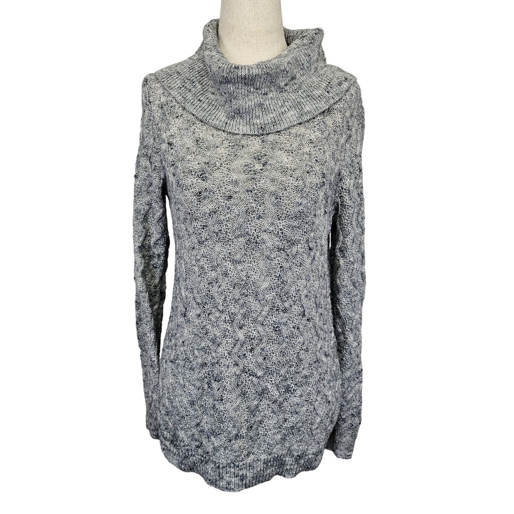 Christopher &‎ Banks Sweater Womens Small Gray Cable Knit Cowl Neck Pullover